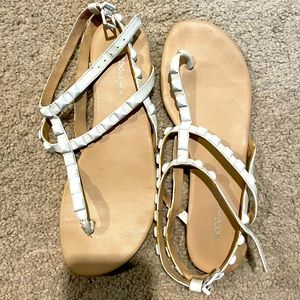 Used BCBGeneration sandals white with white studs